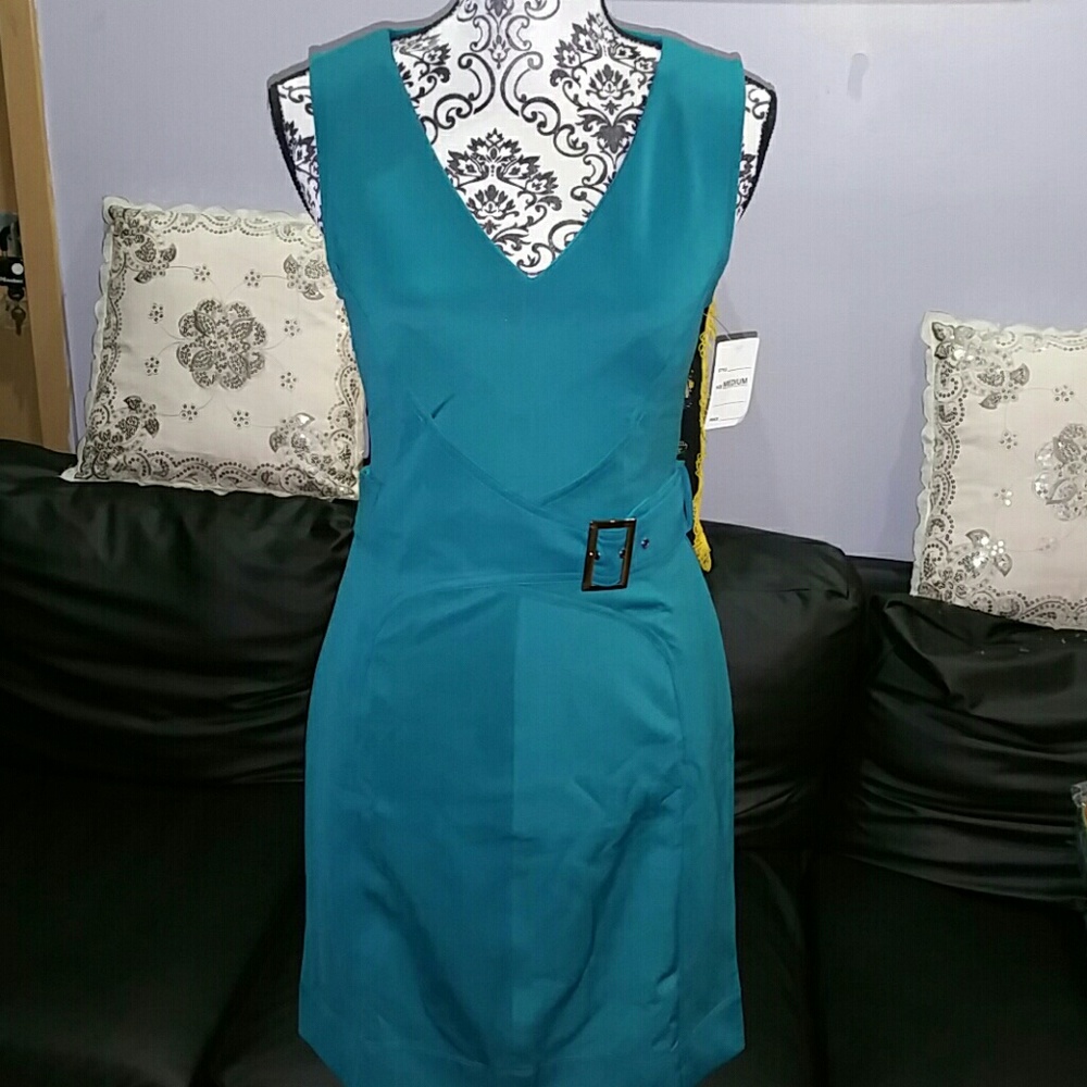 Teal belted dress